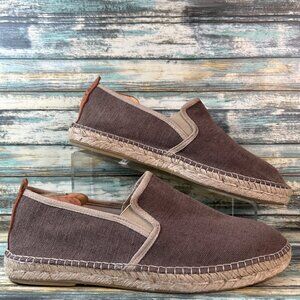 Toni Pons Espadrille Loafer Mens Dallas Size 11 Brown Fabric Casual Slip On Shoe